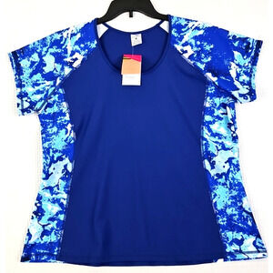 ELLA MAR Swimwear ~Woman Plus Size 1X~ Royal Blue Sports Top Loos Fit Shirt NWT.